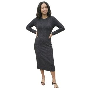 Loft XS Sleeve Ribbed Knit Purple Sparkle Dress